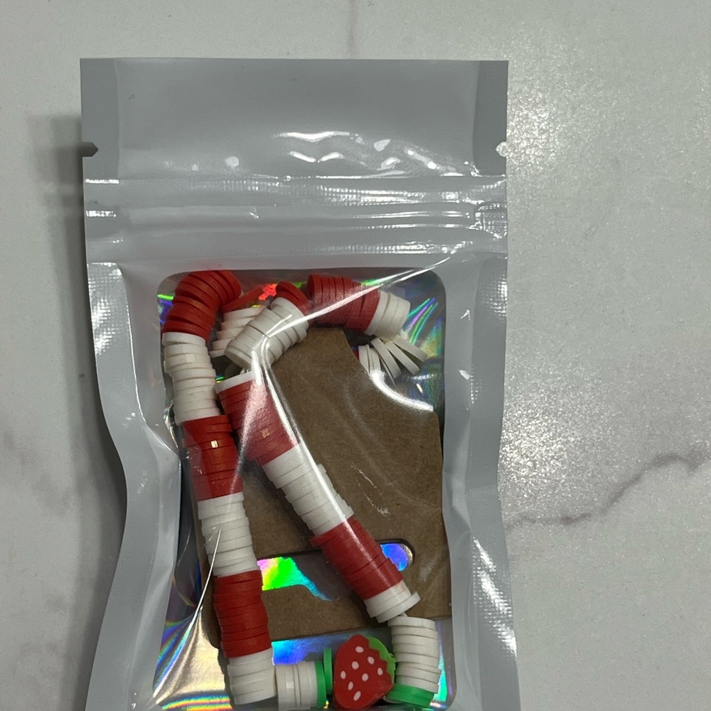 Red and White Beaded bracelet